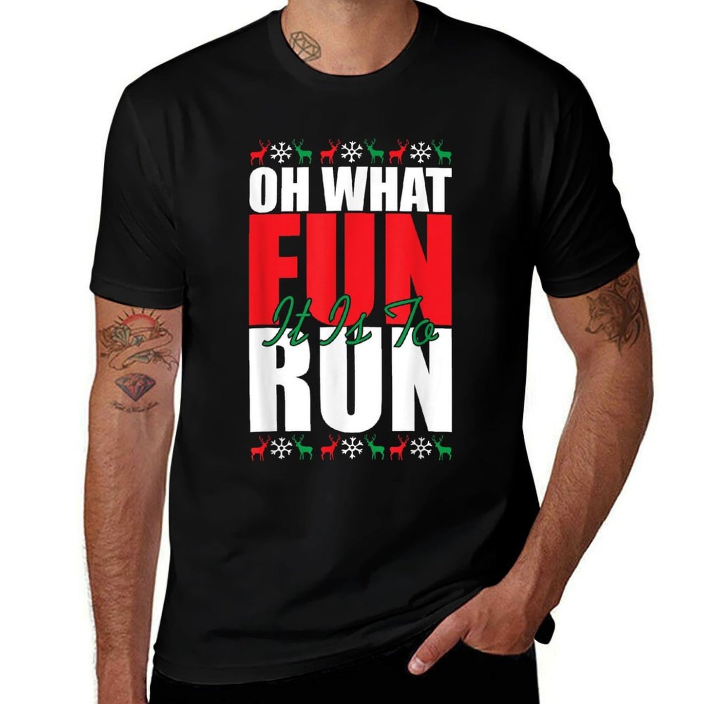 Oh What Fun It Is To Run Xmas Santa Runner Funny Running  Quick-drying T-Shirt