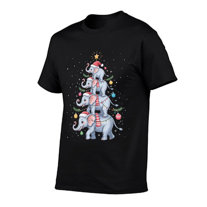 Funny Elephant Christmas Tree Santa Hat Xmas Lights  Soft T-Shirt