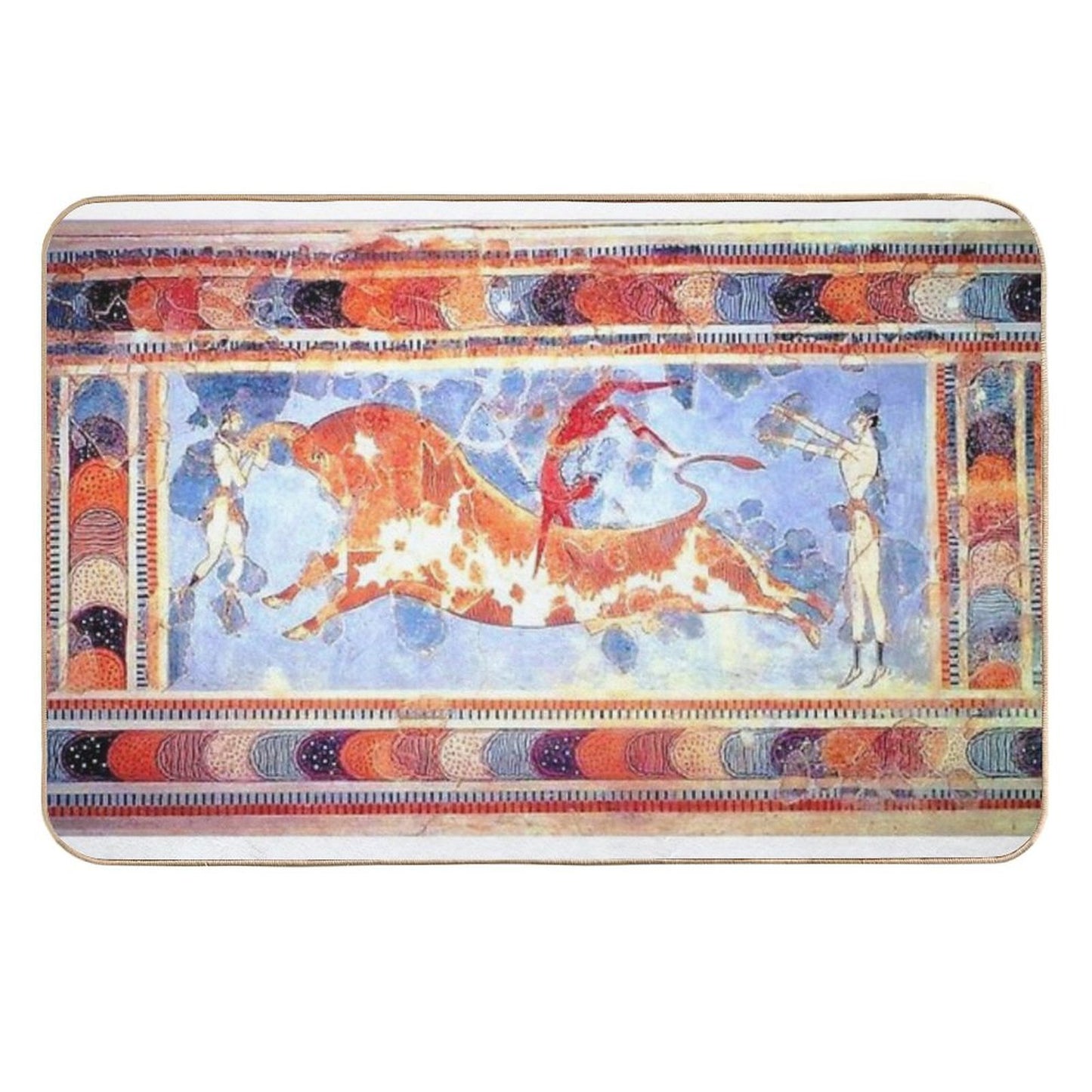Minoan Bull Leaping Fresco  Repositionable Bath Mat