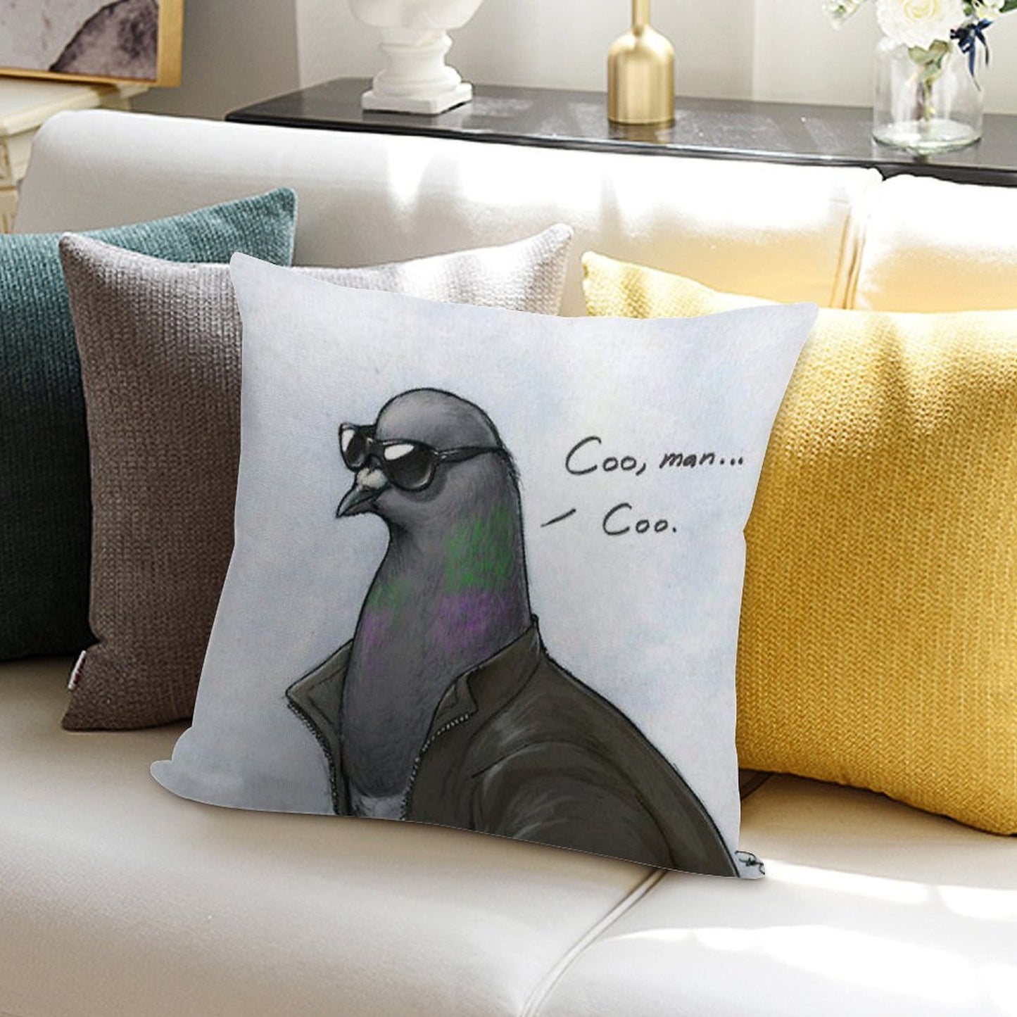 Coo' Man, Coo' Pigeon Soft Washable Throw Pillow