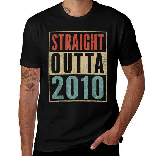 Straight Outta 2010 14 Years Old Boy Girl 14th Birthday  Oversized Silhouette T-Shirt