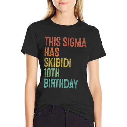 This Sigma Has Skibidi 10th Birthday Gifts 10 Years Old Boys  Ribbed Collar T-Shirt
