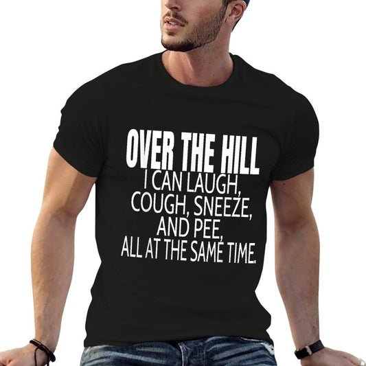 Over The Hill Birthday 40th 50th 60th Joke Gag Gift  Ribbed Collar T-Shirt
