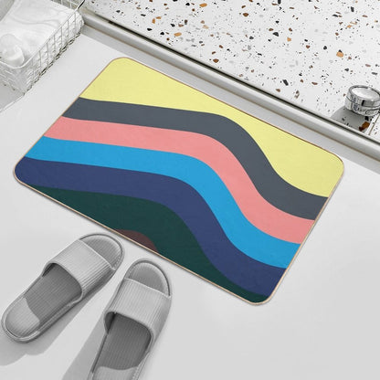 Retro Californian Waves  Repositionable Bath Mat