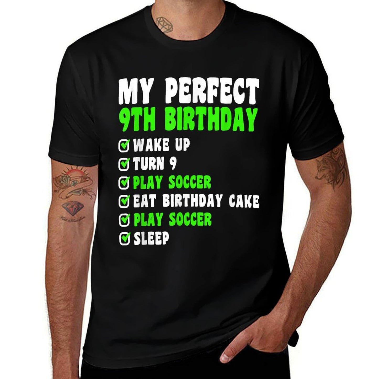 9 Year Old My Perfect 9th Birthday Soccer 9th Birthday  Wrinkle-resistant T-Shirt