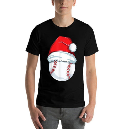 Christmas Baseball Xmas Santa Hat Ball Kids Boys Men  Odor-resistant T-Shirt