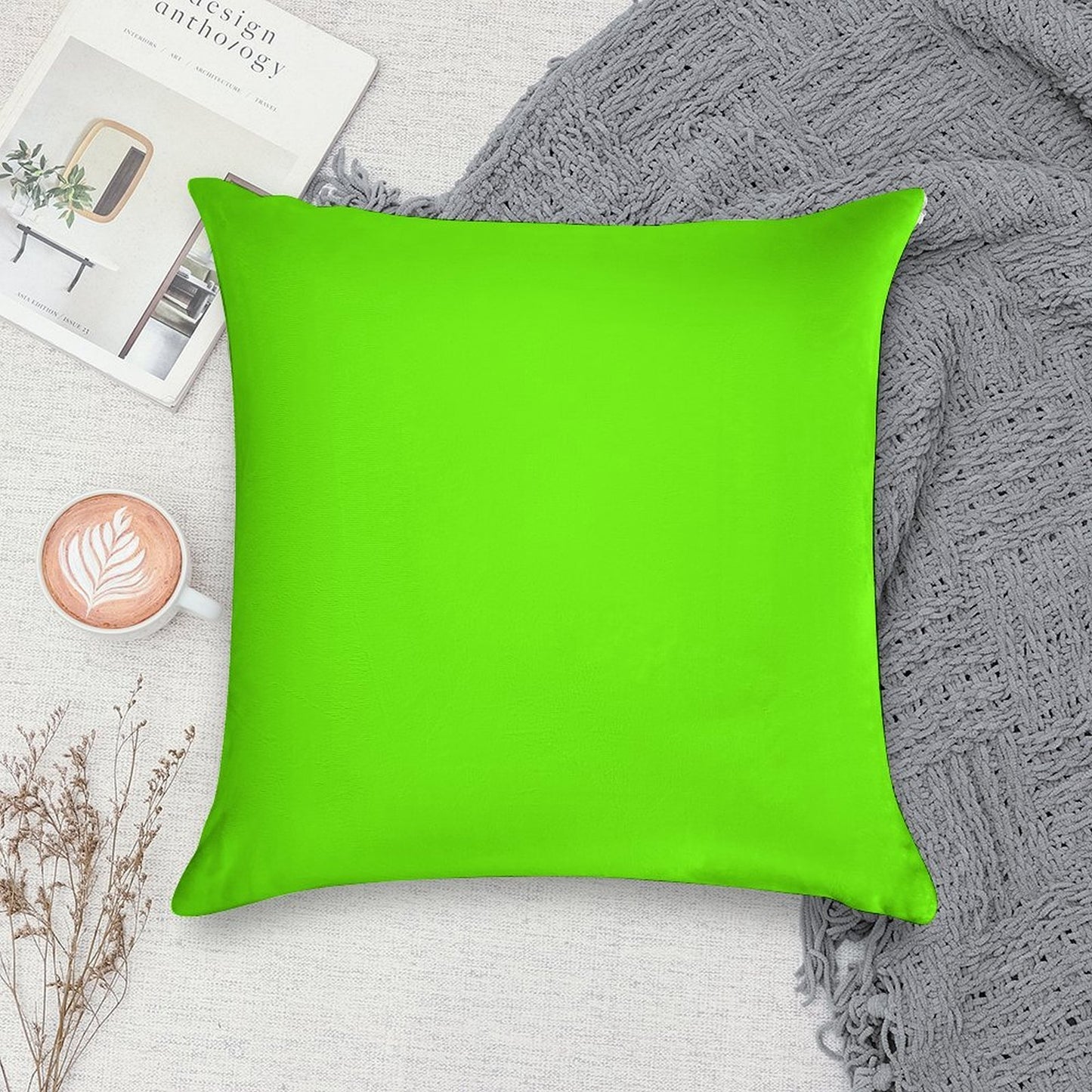 Super Bright Fluorescent Green Neon Soft Warmth Comfort Throw Pillow