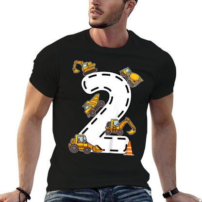 Kids 2 Years Boy Birthday Construction Theme 2nd Birthday Truck  Soft T-Shirt
