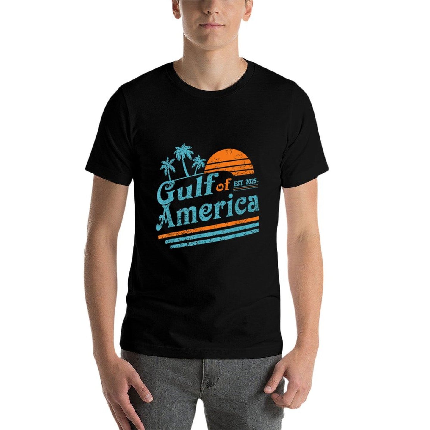 Retro Gulf Of US America 2025 American Flag Gulf Mexico Easy-care T-Shirt