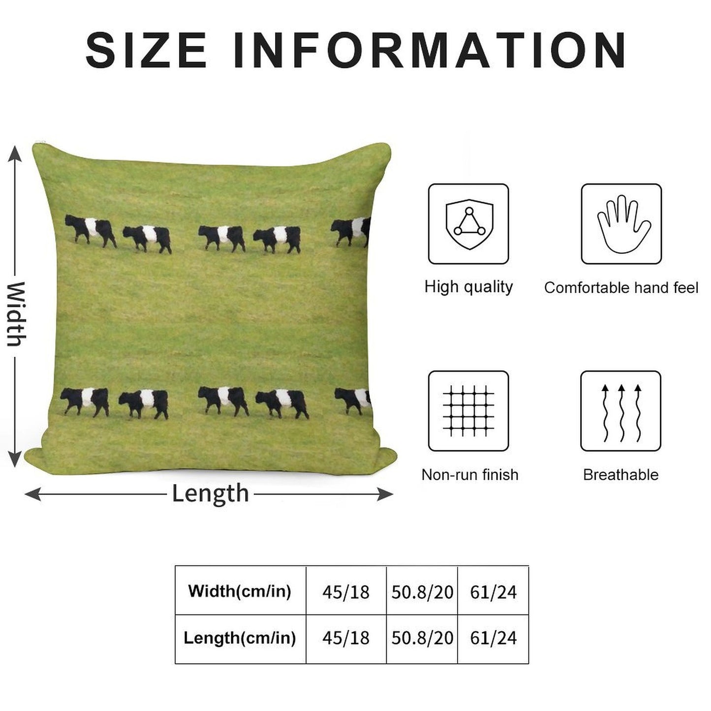 Belted Galloway Cows Soft Short Plush Fabric Throw Pillow