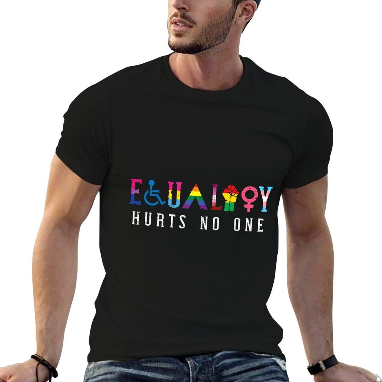 Lgbt Equality Hurts No One Pride Human Rights Men Women Kids  Rolled Sleeves T-Shirt