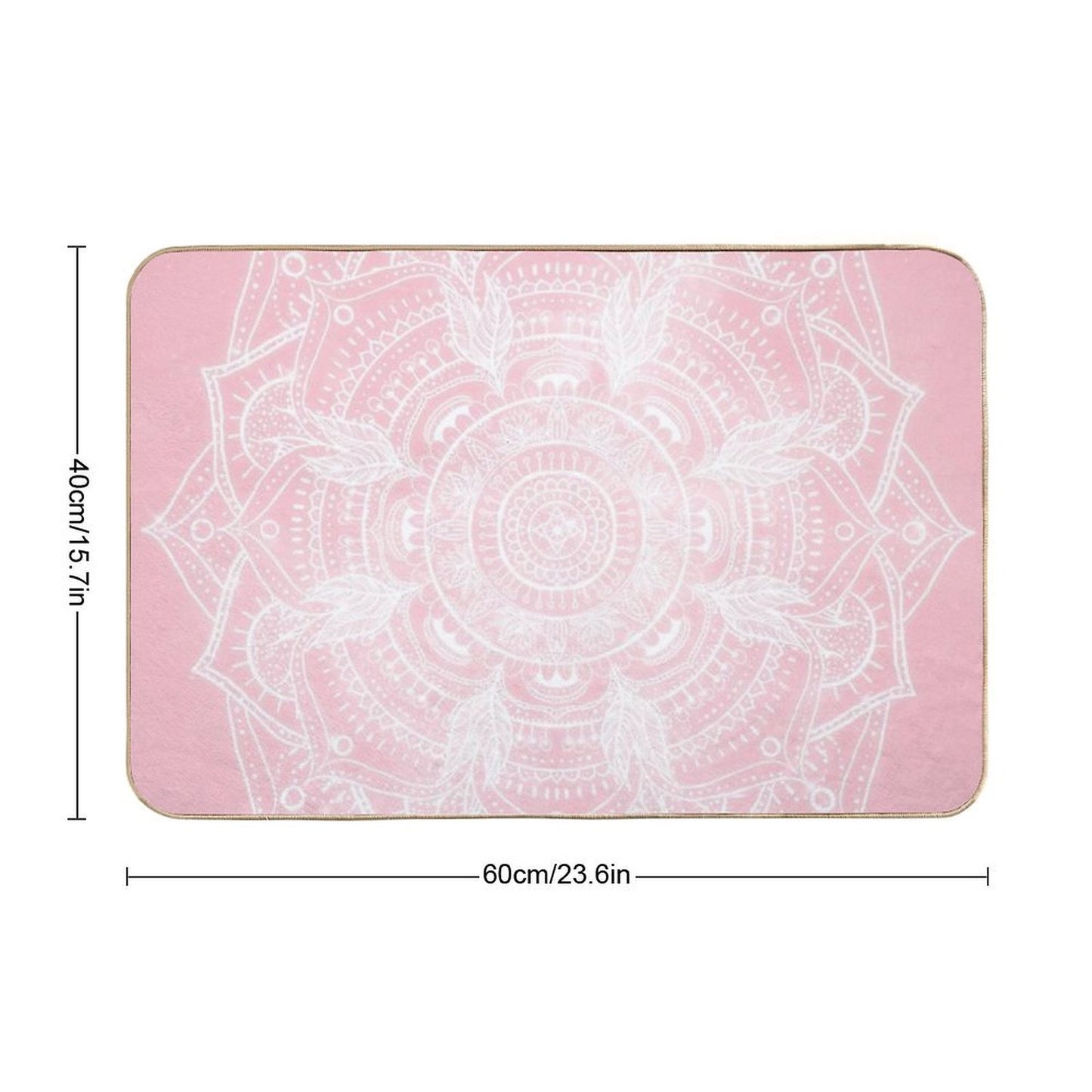 Elegant White Mandala Pink Nebula Design  Easy Maintenance Bath Mat