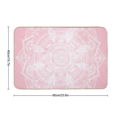 Elegant White Mandala Pink Nebula Design  Easy Maintenance Bath Mat