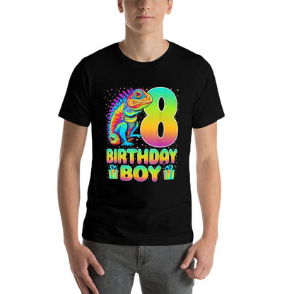 8th Birthday Lizard Reptiles Kids 8 Years Old Birthday Boy Comfortable T-Shirt