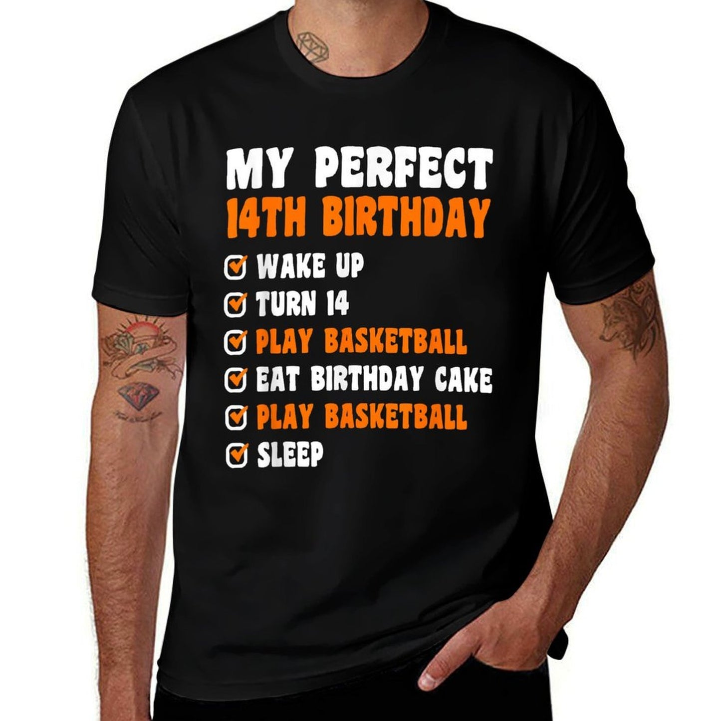 14 Years Old Perfect 14th Birthday Basketball 14th Birthday  Relaxed-fit T-Shirt