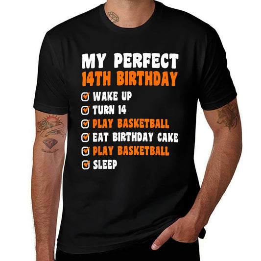 14 Years Old Perfect 14th Birthday Basketball 14th Birthday  Relaxed-fit T-Shirt