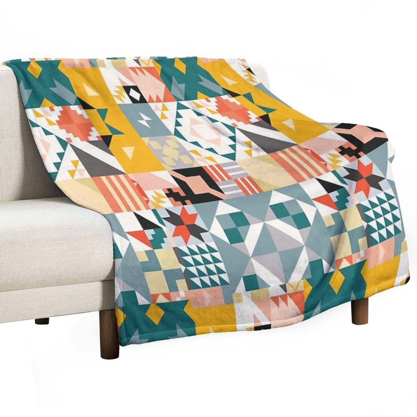 Colorful Tiles Pattern Premium Throw Blanket