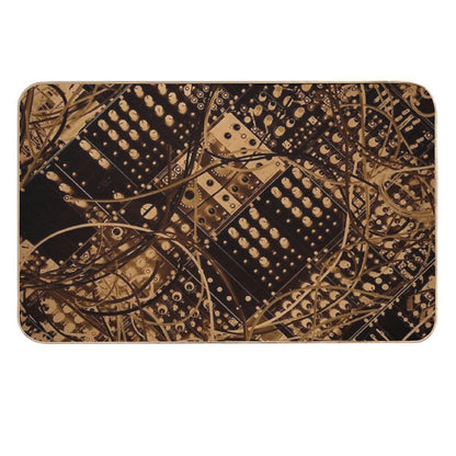 Analog Synthesizer  Illustration - Black , Brown  Easy Maintenance Bath Mat