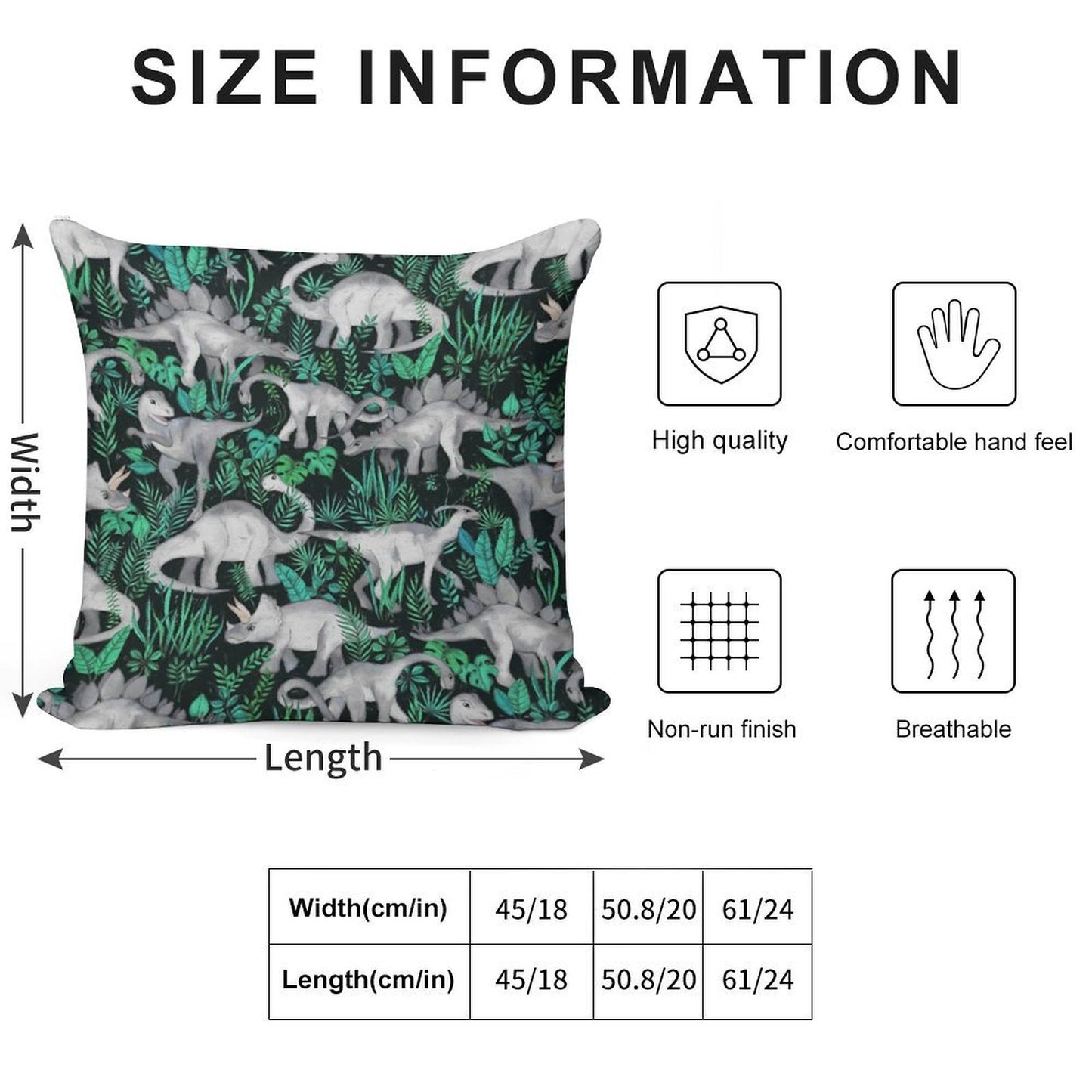 Dinosaur Jungle Soft Decorative Cover Throw Pillow
