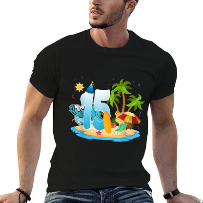 Kids 15th Birthday Beach Summer Vacation 15 Year Old Party  Stretchy T-Shirt