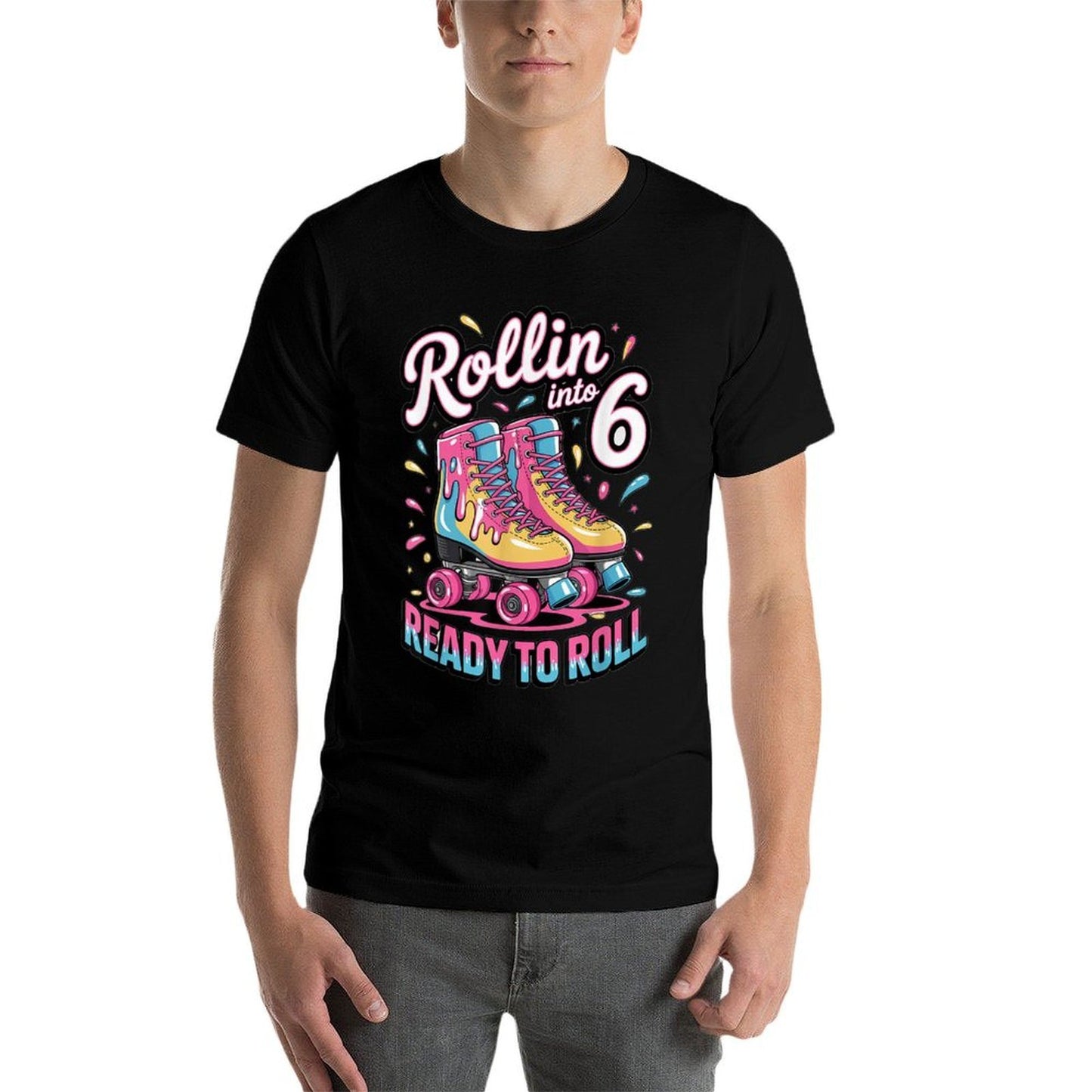 6th Birthday Girl 6 Year Old Girls Roller Skating Boys  Breathable T-Shirt