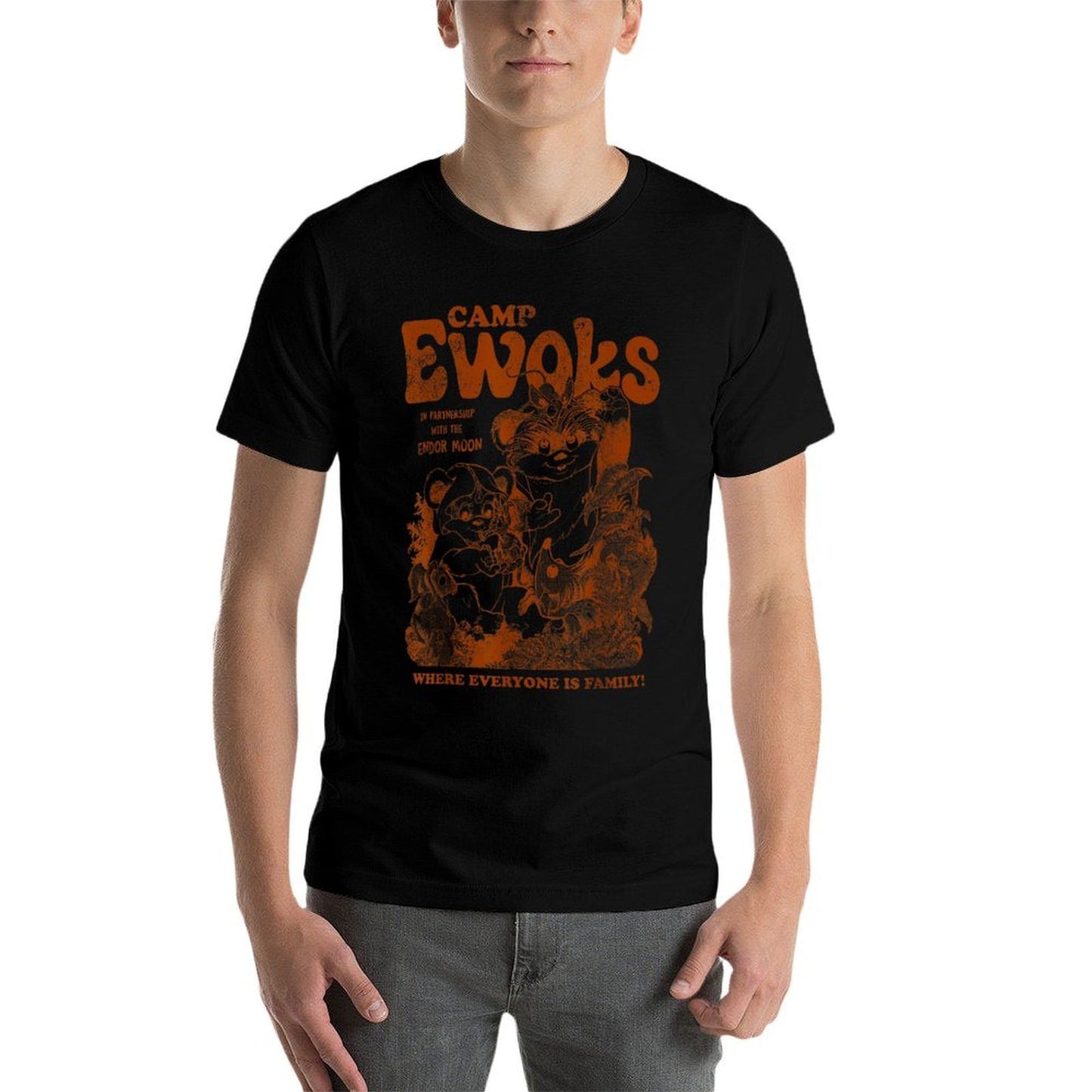 Star Wars Camp Ewoks Wicket Kneesaa Vintage Style Distressed  Summer-ready Fabric T-Shirt