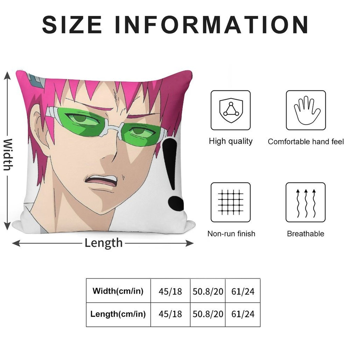 Saiki's Confused Face Soft Shrink-Resistant Throw Pillow