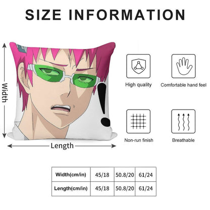 Saiki's Confused Face Soft Shrink-Resistant Throw Pillow
