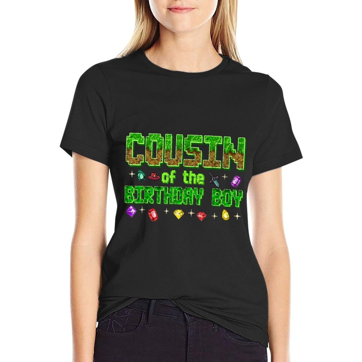 Cousin Of The Birthday Boy Gamer Pixel Birthday Family Kid  Vintage-inspired T-Shirt