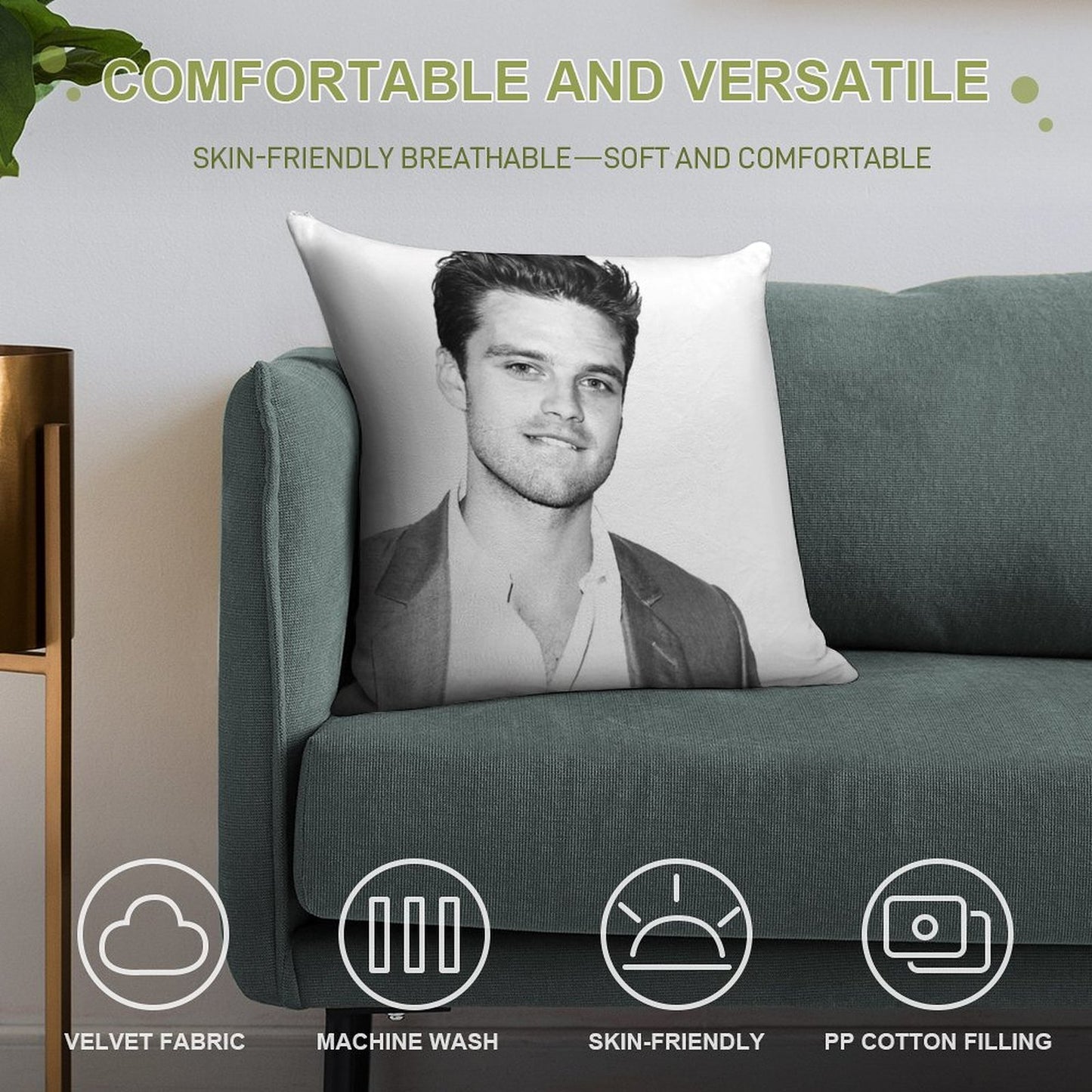 Sebastian Stan Soft Anti-Pilling Throw Pillow