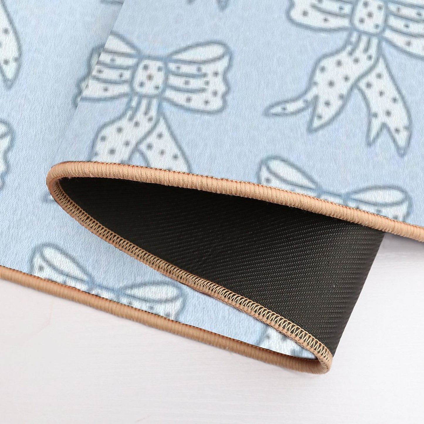 Coquette Blue Bow  Easy Maintenance Bath Mat