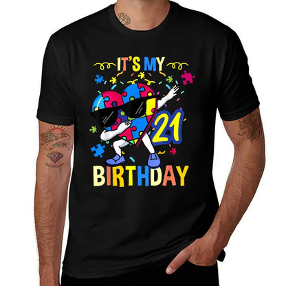 Its My 21st Birthday Dabbing Autism Puzzle  Odor-resistant T-Shirt