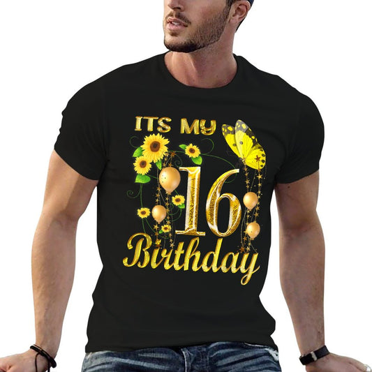 Its My 16th Birthday 16 Year Old Girl Sunflower Butterfly  Moisture-wicking T-Shirt