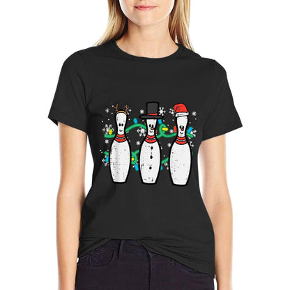Christmas Bowling Funny Xmas Sports Bowler Men Women Kids  Relaxed-fit T-Shirt