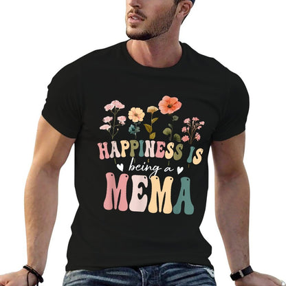Happiness Is Being A Mema Floral Design Mema Mother's Day  Polyester Blend T-Shirt