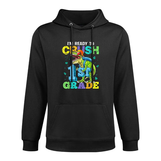 I'm Ready To Crush 1st Grade Dinosaur Back To School Boy Kid Moisture-Wicking Hoodie