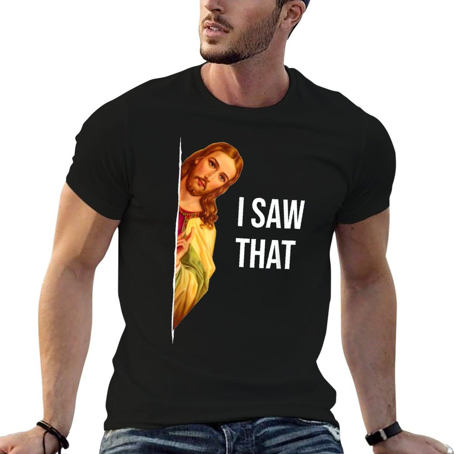 Funny Jesus Meme Quote - Men's & Women's Classic Fit Crew Neck, Black  Stretchy T-Shirt