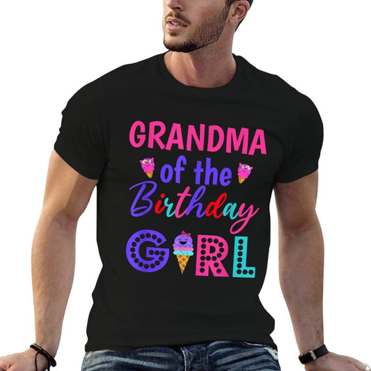 Grandma of The Birthday for Girl Ice Cream First Birthday  Durable T-Shirt