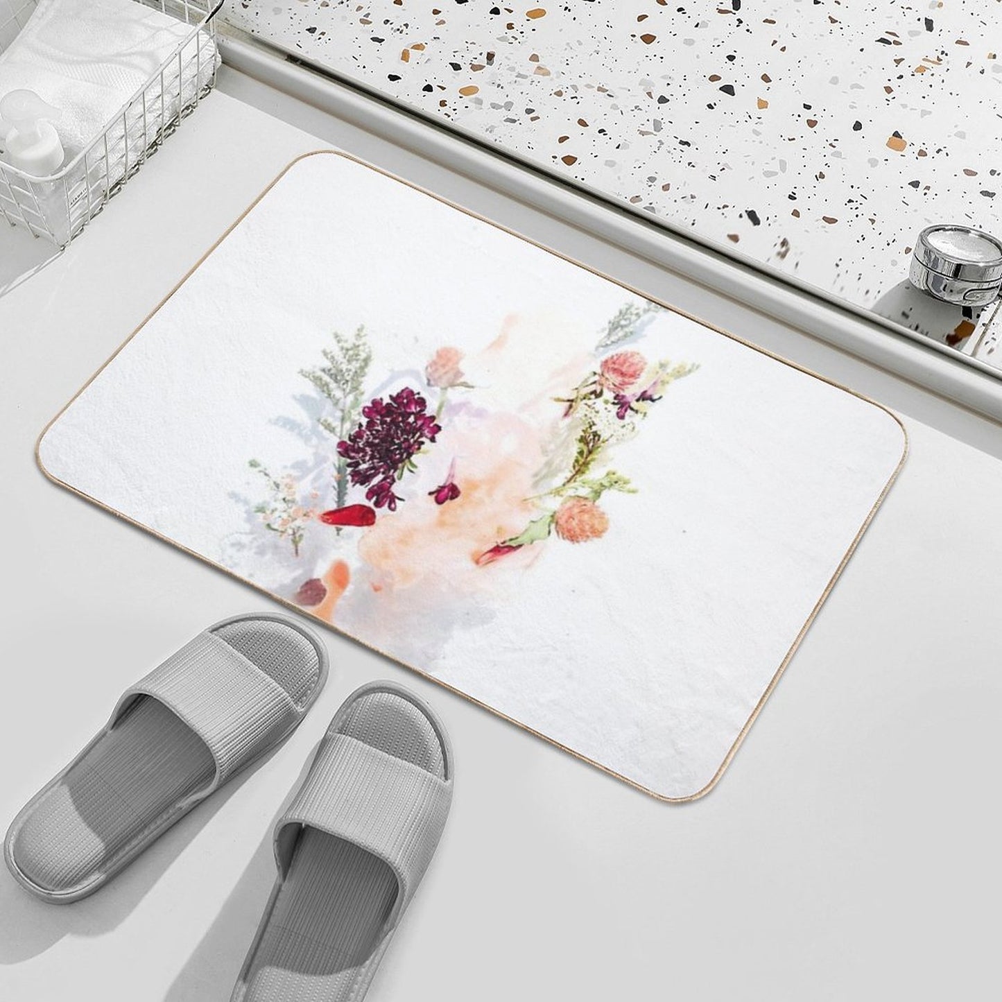 Floral Print Gift Idea for Nature Lovers  Pet-Safe Bath Mat