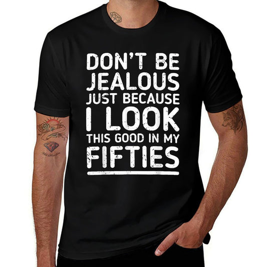 50th Birthday Gift Idea - Funny for MenWomen  Ribbed Collar T-Shirt