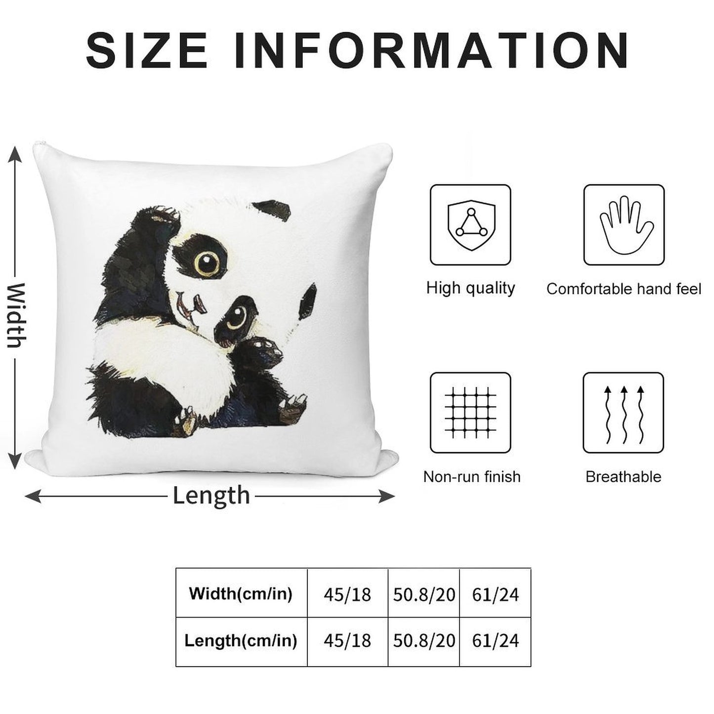 Panda Drawing Soft Style Accent Throw Pillow