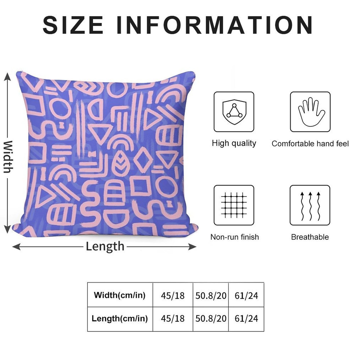 Shapes And Glyphs - Bold Brushstroke Abstract in Pink And Blue Soft Durable Construction Throw Pillow