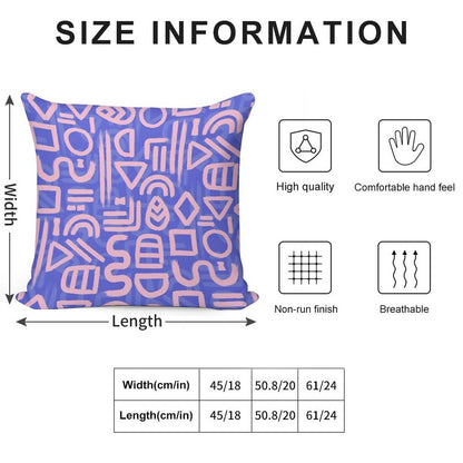 Shapes And Glyphs - Bold Brushstroke Abstract in Pink And Blue Soft Durable Construction Throw Pillow