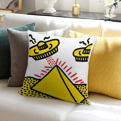 Haring Pop Art Soft Durable Construction Throw Pillow
