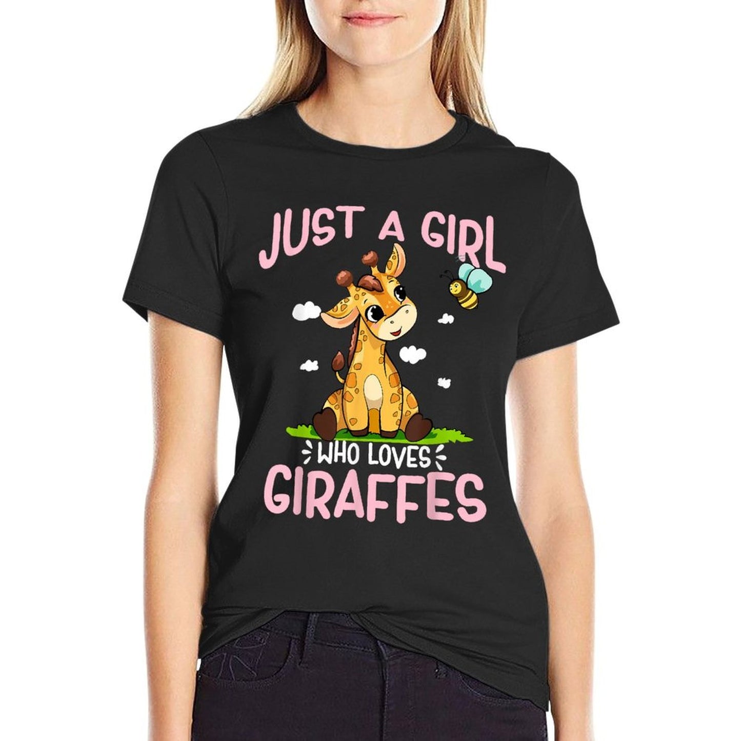 Just A Girl Who Loves Giraffes Cute Baby Giraffe  Stretchy T-Shirt