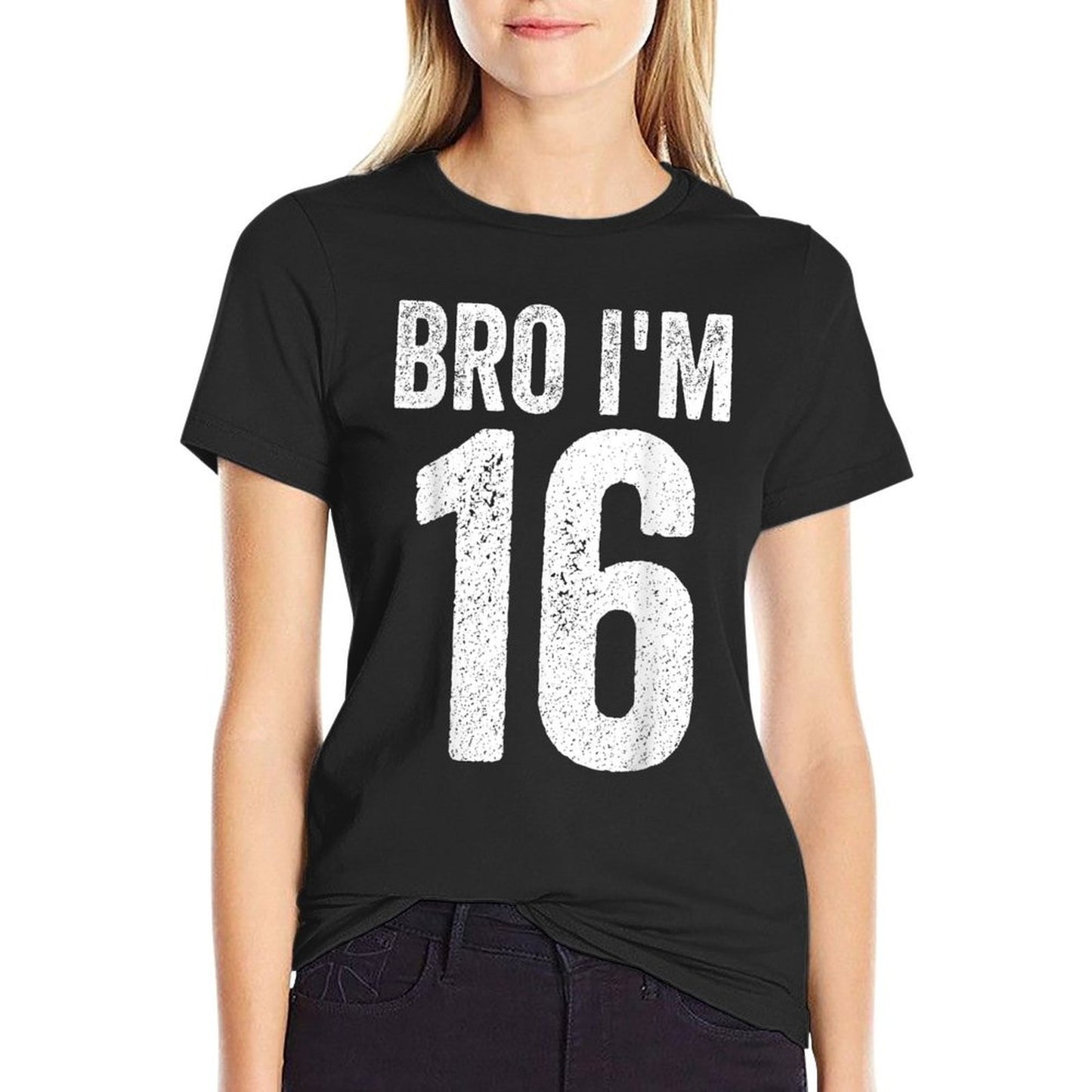 Bro I'm 16 Girl 16th Bday Boy 16th Birthday  Heathered Texture T-Shirt