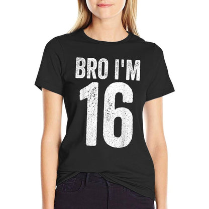 Bro I'm 16 Girl 16th Bday Boy 16th Birthday  Heathered Texture T-Shirt