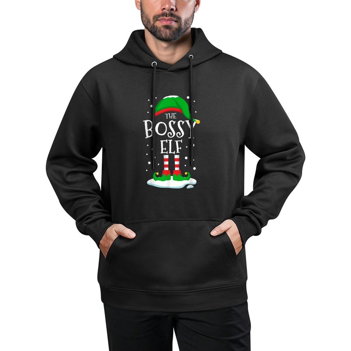 The Bossy Elf Christmas Family Matching Xmas Group Funny Breathable Fabric Hoodie