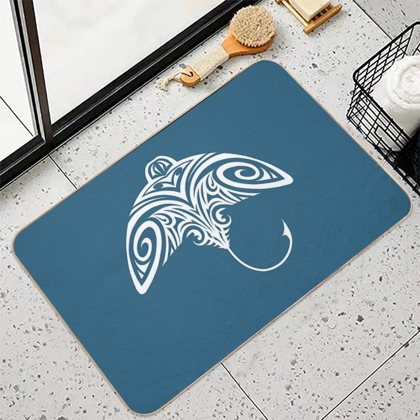Tribal Tattoo Polynesian Stingray Design  Anti-Trip Bath Mat