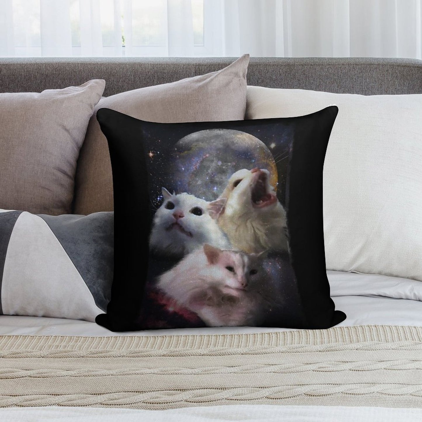 Triple Thurston Moon Cats! Soft Fade-Resistant Throw Pillow